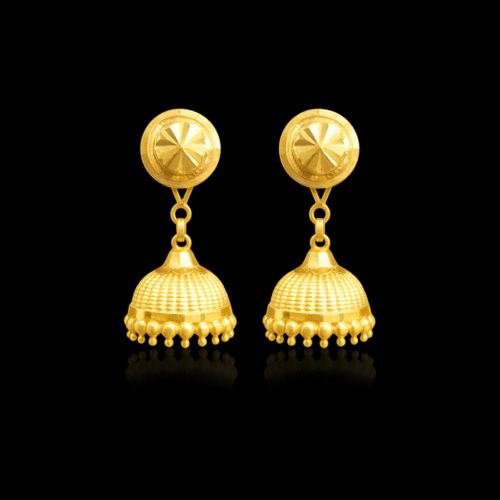 92.5 STERLING SILVER GOLD-PLATED TRADITIONAL JHUMKA EARRINGS FOR WOMEN - Image 6