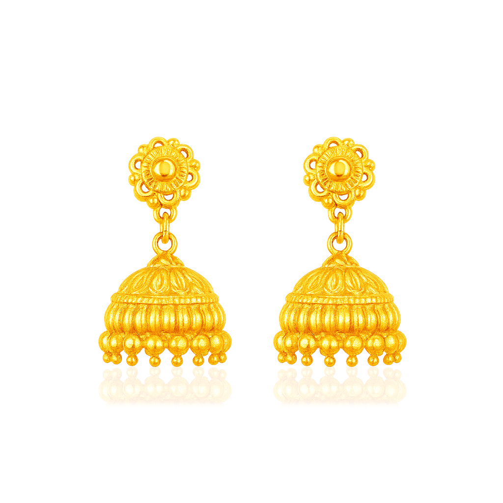 STUD 1 92.5 STERLING SILVER GOLD-PLATED TRADITIONAL JHUMKA EARRINGS FOR KIDS