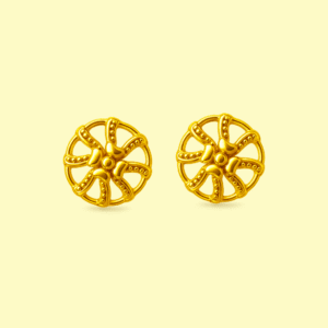 92.5 STERLING SILVER GOLD-PLATED FLORAL STUD EARRINGS FOR WOMEN