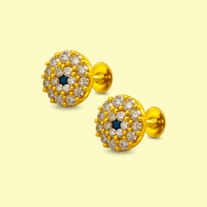 92.5 STERLING SILVER GOLD-PLATED CZ CLUSTER STUD EARRINGS FOR WOMEN
