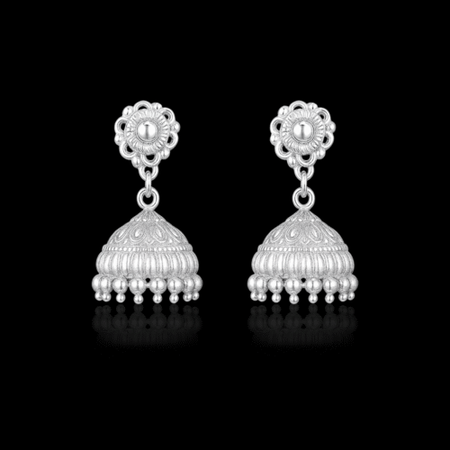 92.5 STERLING SILVER TRADITIONAL JHUMKA EARRINGS FOR WOMEN