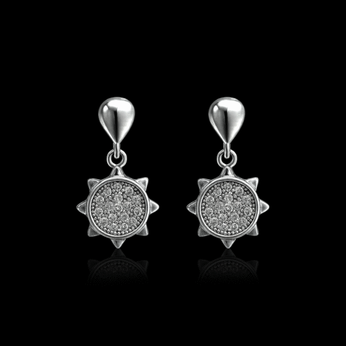 92.5 STERLING SILVER STARBURST DROP EARRINGS FOR WOMEN