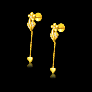 92.5 STERLING SILVER GOLD-PLATED HEART DROP EARRINGS FOR WOMEN