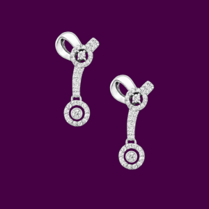 92.5 STERLING SILVER ELEGANT CZ STUDDED DROP EARRINGS FOR WOMEN