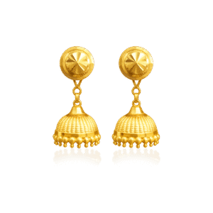 92.5 STERLING SILVER GOLD-PLATED TRADITIONAL JHUMKA EARRINGS FOR WOMEN
